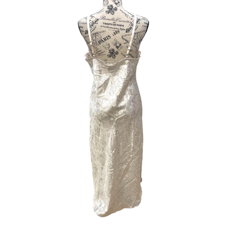 Private Luxuries Vintage Satin Midi Nightgown Crochet Floral Print Womens M - Picture 7 of 8